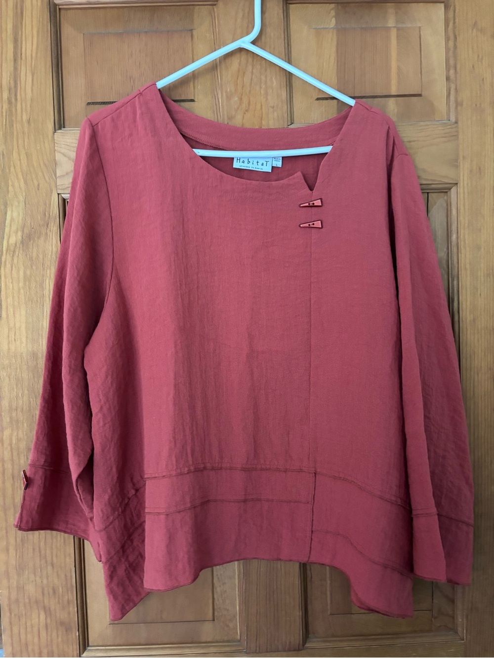 Habitat Rust Red Tunic with Asymmetrical Detail